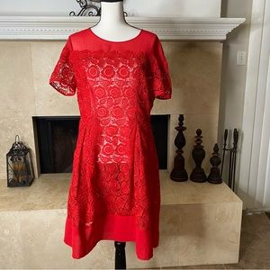 Anne Klein Embroidery Red Dress Size 12
